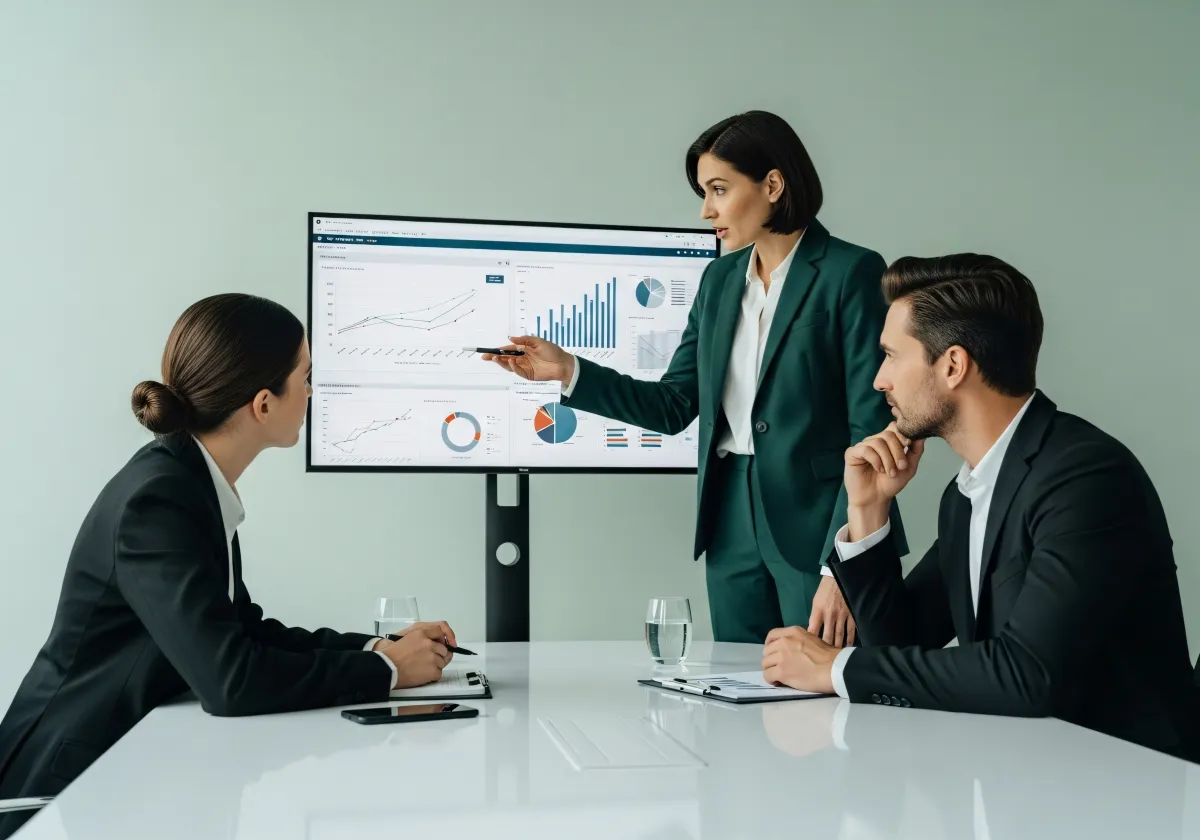 Equipe revisando relatórios imobiliários